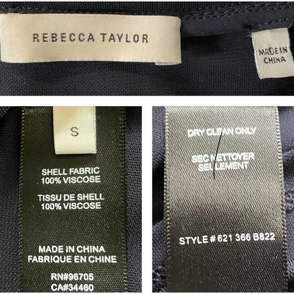 Rebecca Taylor Dark Navy Blue Top-Stitch Knit Top Small - Picture 4 of 5